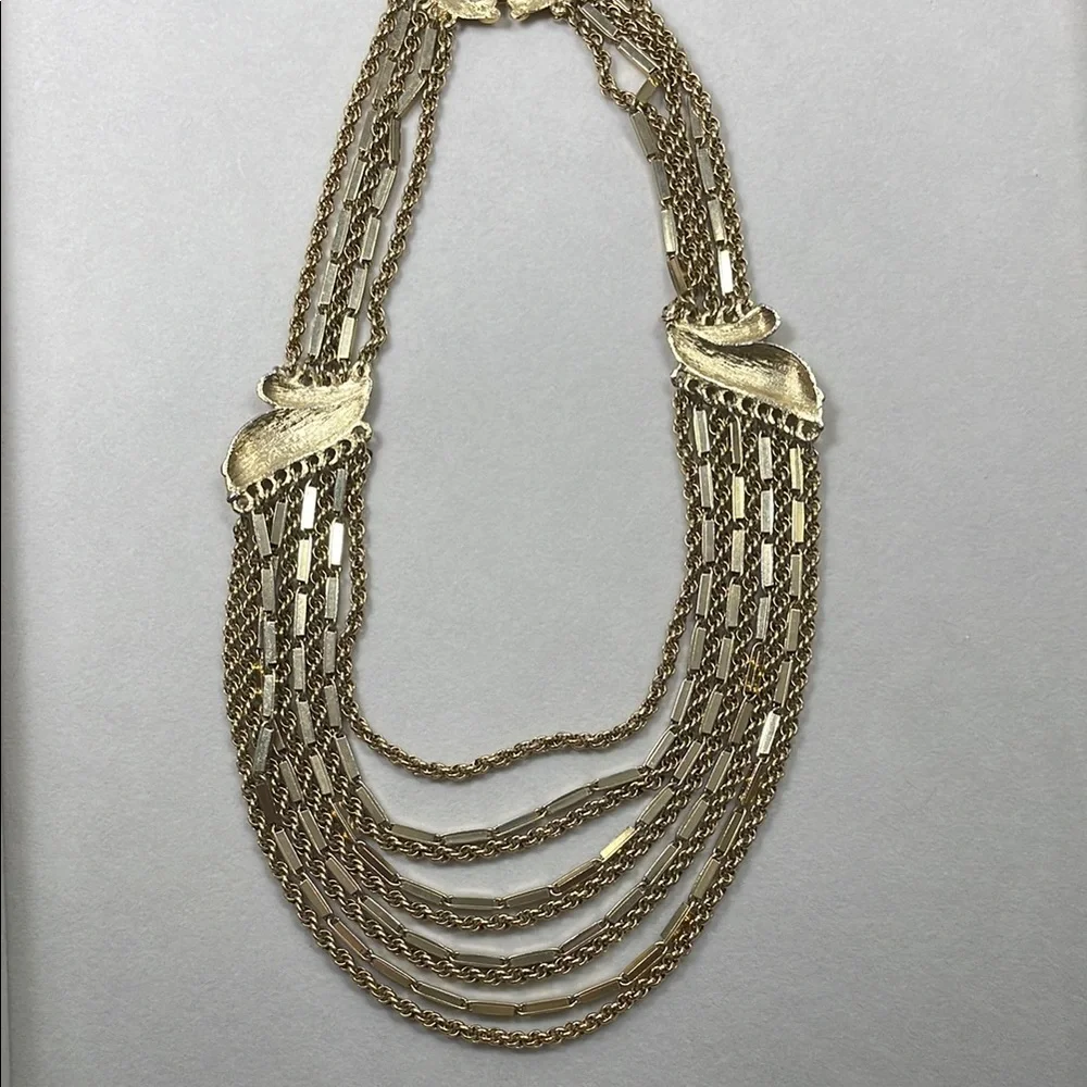 Monet Vintage Rare Gold Tone Multi-Strand Necklace - Picture 3 of 6
